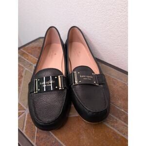 Kate Spade Cheshire Black Leather Loafers 10B Preppy Classic